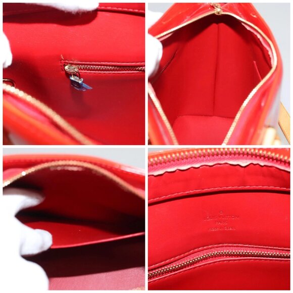 LOUIS VUITTON Monogram Vernis Houston Hand Bag Red M91092 LV Auth 117572 - Picture 15 of 16